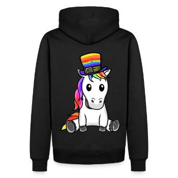 LGBT Regenbogen Einhorn Regenbogenfahne Gay Pride - Männer Premium Bio Hoodie - Schwarz - Hinten - Nico (187cm)
