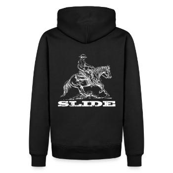 Sliding Stop Westernreiter Reining - Männer Premium Bio Hoodie - Schwarz - Hinten - Nico (187cm)