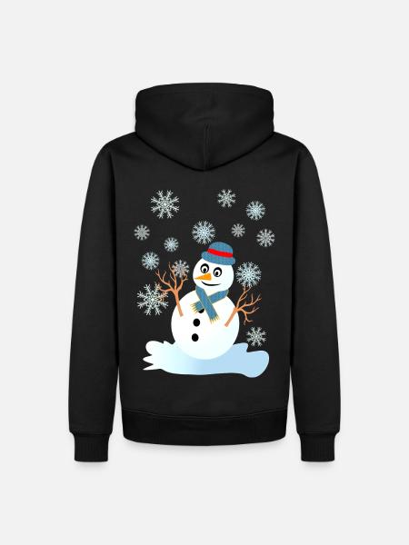Schneemann und Schneeflocken coole Weihnachten - Männer Premium Bio Hoodie - Schwarz