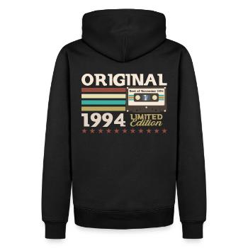 29e anniversaire Cassette Novembre Vintage 1994 - Sweat à capuche Premium bio Homme - noir - Dos - Nico (187cm)