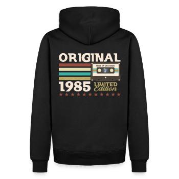 Cassette 38e anniversaire décembre 1985 - Sweat à capuche Premium bio Homme - noir - Dos - Nico (187cm)