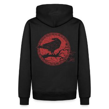 Ohdins Raabe - Nordisch Wikinger - Männer Premium Bio Hoodie - Schwarz - Hinten - Nico (187cm)