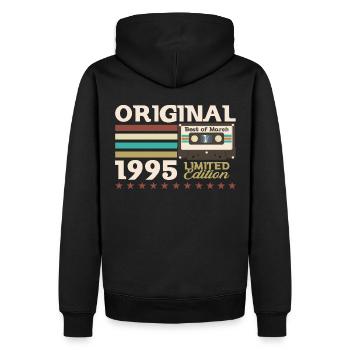30e anniversaire mari mars 1995 Mixtape Cassette - Sweat à capuche Premium bio Homme - noir - Dos - Nico (187cm)