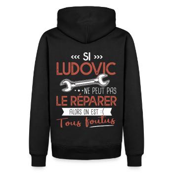 Si Ludovic ne peut pas le réparer on est foutus - Sweat à capuche Premium bio Homme - noir - Dos - Nico (187cm)