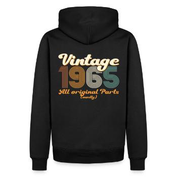 Cadeau original vintage 1965 57ème anniversaire - Sweat à capuche Premium bio Homme - noir - Dos - Nico (187cm)