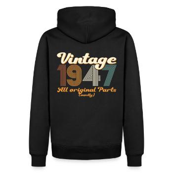Cadeau original vintage 1947 75e anniversaire - Sweat à capuche Premium bio Homme - noir - Dos - Nico (187cm)
