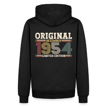 69e anniversaire Original Décembre Né 1954 - Sweat à capuche Premium bio Homme - noir - Dos - Nico (187cm)