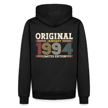 30. Geburtstag Januar Jahrgang 1994 Original - Männer Premium Bio Hoodie - Schwarz - Hinten - Nico (187cm)