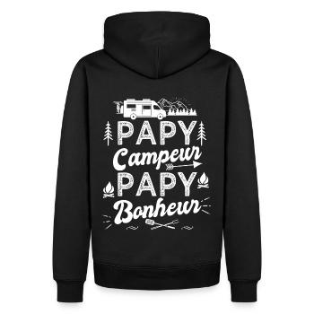 Papy camping car papy bonheur camper - Sweat à capuche Premium bio Homme - noir - Dos - Nico (187cm)