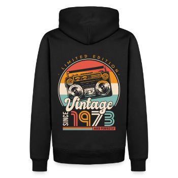 Jahrgang seit 1973 Geburtstagsgeschenk 50 Jahre - Männer Premium Bio Hoodie - Schwarz - Hinten - Nico (187cm)