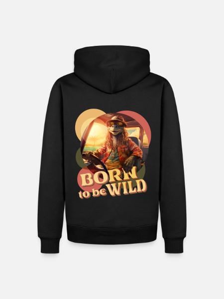 . Adventurous Hippie Iguana - Men’s Premium Organic Hoodie - black