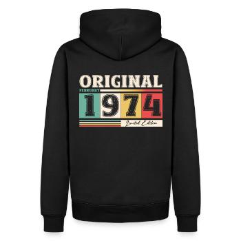 50th Birthday Husband February Vintage 1974 Original - Men’s Premium Organic Hoodie - black - Back - Nico (187cm)