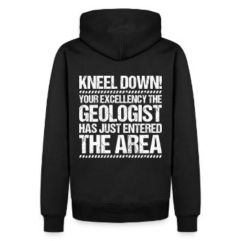 Geologie Geologe Geologist Geology Geologin - Men’s Premium Organic Hoodie - black - Back - Nico (187cm)