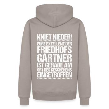 Friedhofsgärtner Friedhof Cemetery Gardener - Männer Premium Bio Hoodie - Taupe - Hinten - Nico (187cm)