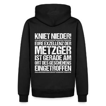 Metzger Fleischer Metzgerin Metzgerei Fleischerei - Männer Premium Bio Hoodie - Schwarz - Hinten - Nico (187cm)