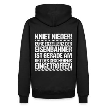 Eisenbahner Triebfahrzeugführer Railroader - Männer Premium Bio Hoodie - Schwarz - Hinten - Nico (187cm)