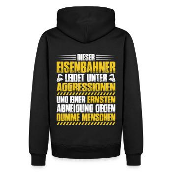 Eisenbahner Triebfahrzeugführer Railroader - Männer Premium Bio Hoodie - Schwarz - Hinten - Nico (187cm)