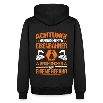 Eisenbahner Triebfahrzeugführer Railroader - Männer Premium Bio Hoodie - Schwarz - Hinten - Nico (187cm)