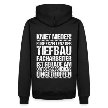 Tiefbaufacharbeiter Tiefbau Spezialtiefbauer - Männer Premium Bio Hoodie - Schwarz - Hinten - Nico (187cm)