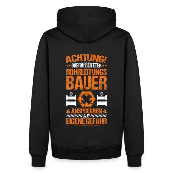 Rohrleitungsbauer Rohrleitungsbau Pipelayer - Männer Premium Bio Hoodie - Schwarz - Hinten - Nico (187cm)