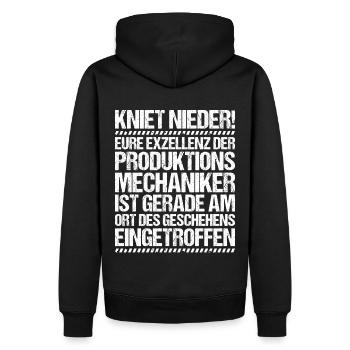 Produktionsmechaniker Textil - Männer Premium Bio Hoodie - Schwarz - Hinten - Nico (187cm)