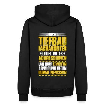 Tiefbaufacharbeiter Tiefbau Spezialtiefbauer - Männer Premium Bio Hoodie - Schwarz - Hinten - Nico (187cm)