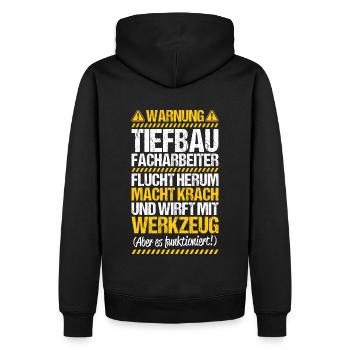 Tiefbaufacharbeiter Tiefbau Spezialtiefbauer - Männer Premium Bio Hoodie - Schwarz - Hinten - Nico (187cm)