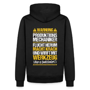 Produktionsmechaniker Textil - Männer Premium Bio Hoodie - Schwarz - Hinten - Nico (187cm)