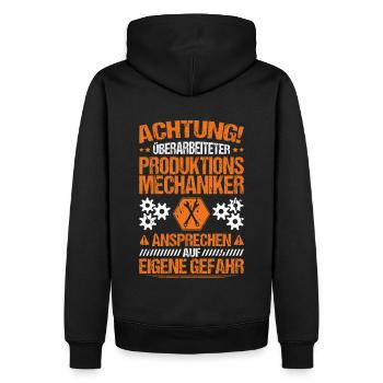 Produktionsmechaniker Textil - Männer Premium Bio Hoodie - Schwarz - Hinten - Nico (187cm)
