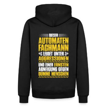 Automatenfachmann Automatenfachfrau Automaten - Männer Premium Bio Hoodie - Schwarz - Hinten - Nico (187cm)