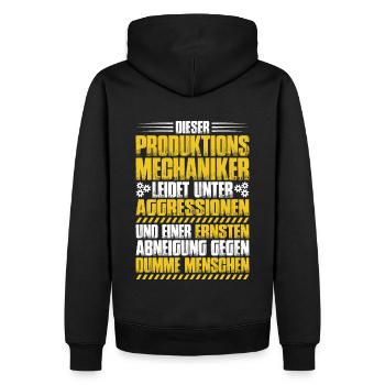Produktionsmechaniker Textil - Männer Premium Bio Hoodie - Schwarz - Hinten - Nico (187cm)