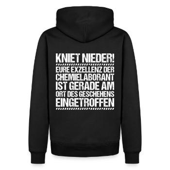 Technicien de laboratoire chimique Laboratoire de chimie Laboratoire de chimie - Sweat à capuche Premium bio Homme - noir - Dos - Nico (187cm)