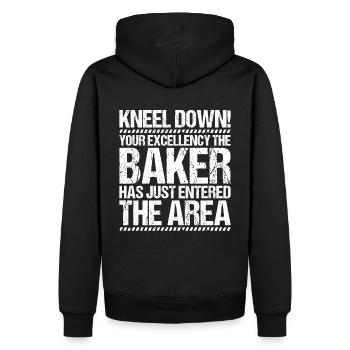 Boulanger Boulanger Boulanger Boulangerie Boulangerie Boulangerie - Sweat à capuche Premium bio Homme - noir - Dos - Nico (187cm)