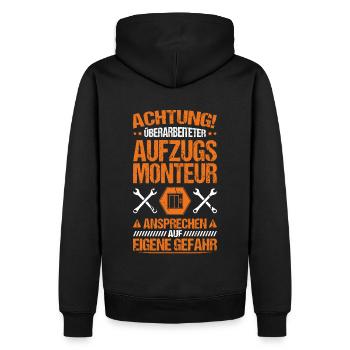 Aufzugsmonteur Aufzugsmechaniker Elevator Mechanic - Männer Premium Bio Hoodie - Schwarz - Hinten - Nico (187cm)