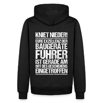 Baugeräteführer Kranführer Baggerfahrer Baugeräte - Männer Premium Bio Hoodie - Schwarz - Hinten - Nico (187cm)