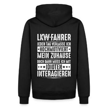LKW-Fahrer Fernfahrer Berufskraftfahrer Trucker - Männer Premium Bio Hoodie - Schwarz - Hinten - Nico (187cm)