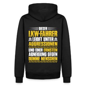 LKW-Fahrer Fernfahrer Berufskraftfahrer Trucker - Männer Premium Bio Hoodie - Schwarz - Hinten - Nico (187cm)