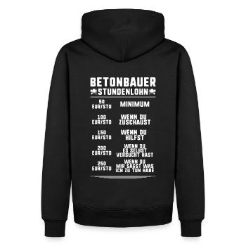 Betonbauer Stahlbetonbauer Concrete Worker - Männer Premium Bio Hoodie - Schwarz - Hinten - Nico (187cm)
