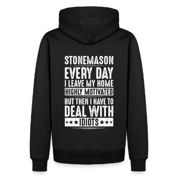 Steinmetz Steinbildhauer Stonemason Stone Mason - Männer Premium Bio Hoodie - Schwarz - Hinten - Nico (187cm)