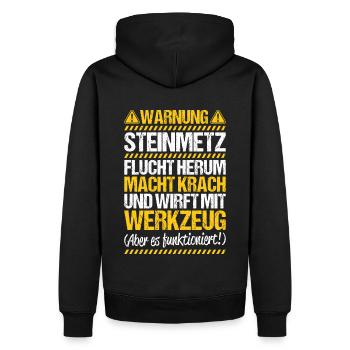 Steinmetz Steinbildhauer Stonemason Stone Mason - Männer Premium Bio Hoodie - Schwarz - Hinten - Nico (187cm)
