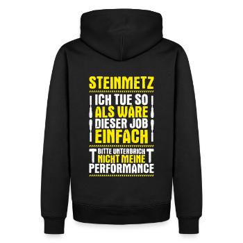 Steinmetz Steinbildhauer Stonemason Stone Mason - Männer Premium Bio Hoodie - Schwarz - Hinten - Nico (187cm)