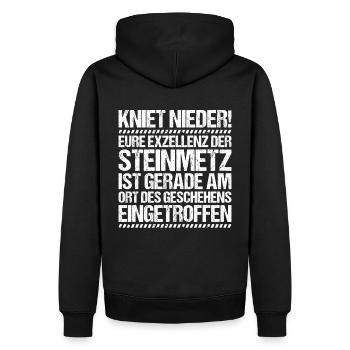 Steinmetz Steinbildhauer Stonemason Stone Mason - Männer Premium Bio Hoodie - Schwarz - Hinten - Nico (187cm)