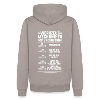 Outilleur Outilleur Tool & Die Maker - Sweat à capuche Premium bio Homme - taupe - Dos - Nico (187cm)