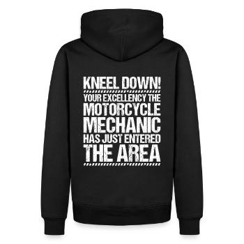 Zweiradmechatroniker Motorrad Motorcycle Mechanic - Männer Premium Bio Hoodie - Schwarz - Hinten - Nico (187cm)