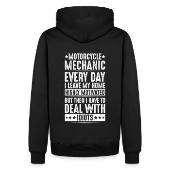 Ingénieur mécatronique à deux roues Mécanicien Moto - Sweat à capuche Premium bio Homme - noir - Dos - Nico (187cm)