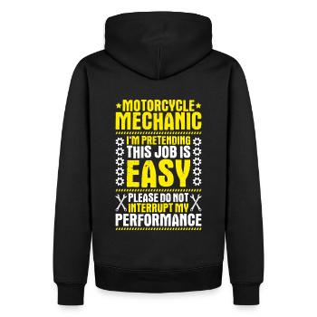 Ingénieur mécatronique à deux roues Mécanicien Moto - Sweat à capuche Premium bio Homme - noir - Dos - Nico (187cm)