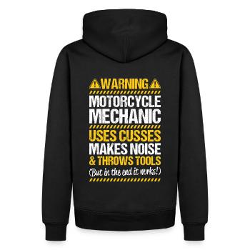 Ingénieur mécatronique à deux roues Mécanicien Moto - Sweat à capuche Premium bio Homme - noir - Dos - Nico (187cm)