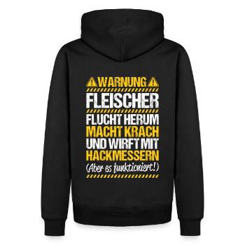 Fleischer Metzger Fleischerei Metzgerei Butcher - Männer Premium Bio Hoodie - Schwarz - Hinten - Nico (187cm)