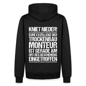 Trockenbaumonteur Trockenbau Drywaller - Männer Premium Bio Hoodie - Schwarz - Hinten - Nico (187cm)