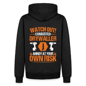 Trockenbaumonteur Trockenbau Drywaller - Männer Premium Bio Hoodie - Schwarz - Hinten - Nico (187cm)